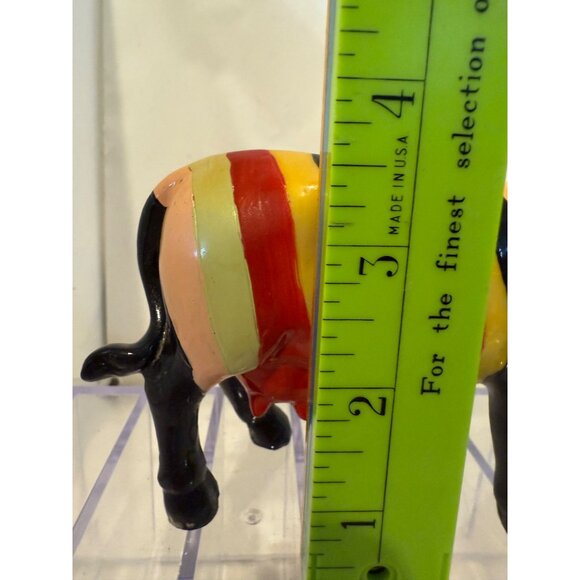 Vintage 1975 K’s Collection Abstract Striped Cow Figurine Hand Painted - Picture 5 of 7